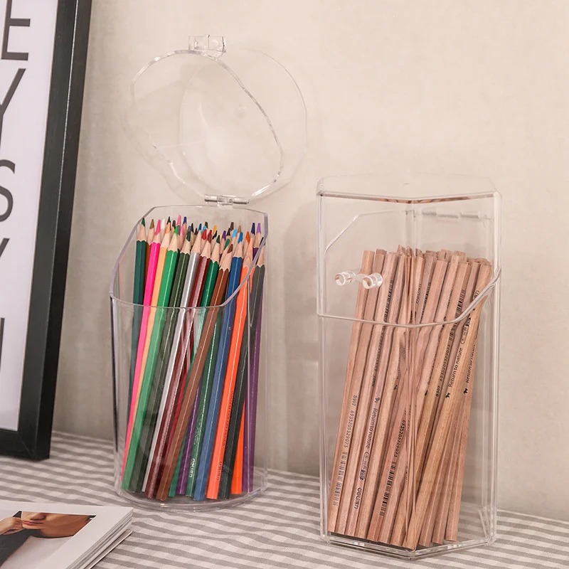 Desktop Organiser Home Office Storage Box Acrylic Transparent Multifunction Pen Holder Stationery Storage Waterproof Dustproof 3