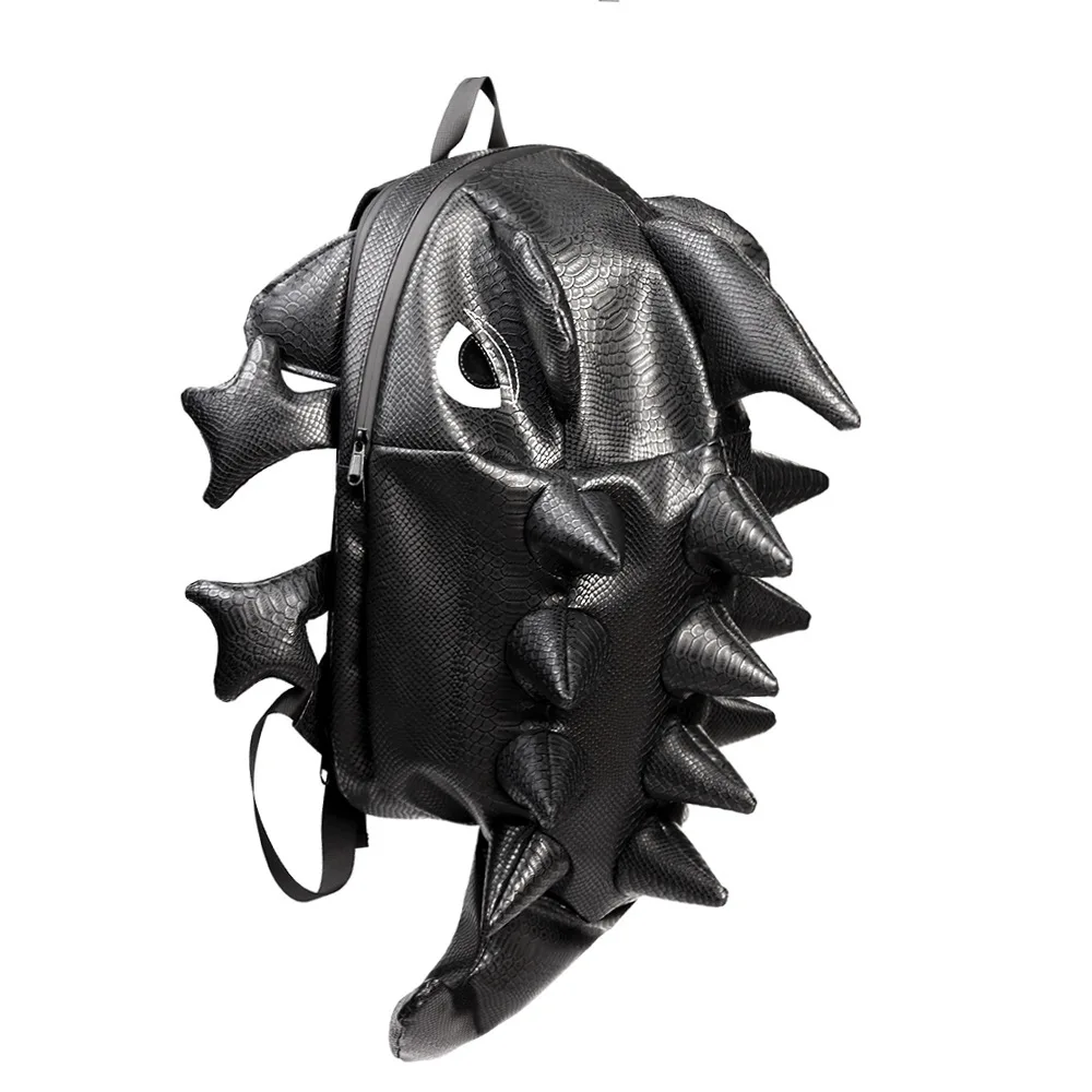 European and American punk rock locomotive knight backpack male shark dinosaur fish head student schoolbag ipad tablet backpack