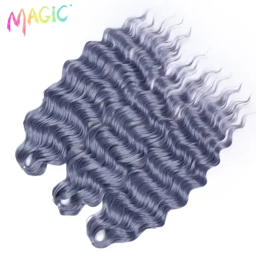 Anna Synthetic Hair 24 Inch Water Wave Braiding Hair Extensions Ombre Blonde Deep Wave Afro Curl Twist Crochet Hair for Women - Image 70