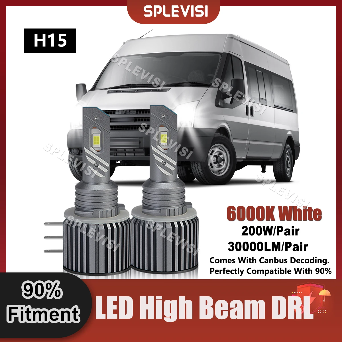 

360 Degree Beam LED High Beam H15 DRL Bulbs For Ford Transit Custom Bus Van Tourneo Connect Transit Courier Ford Galaxy MK4