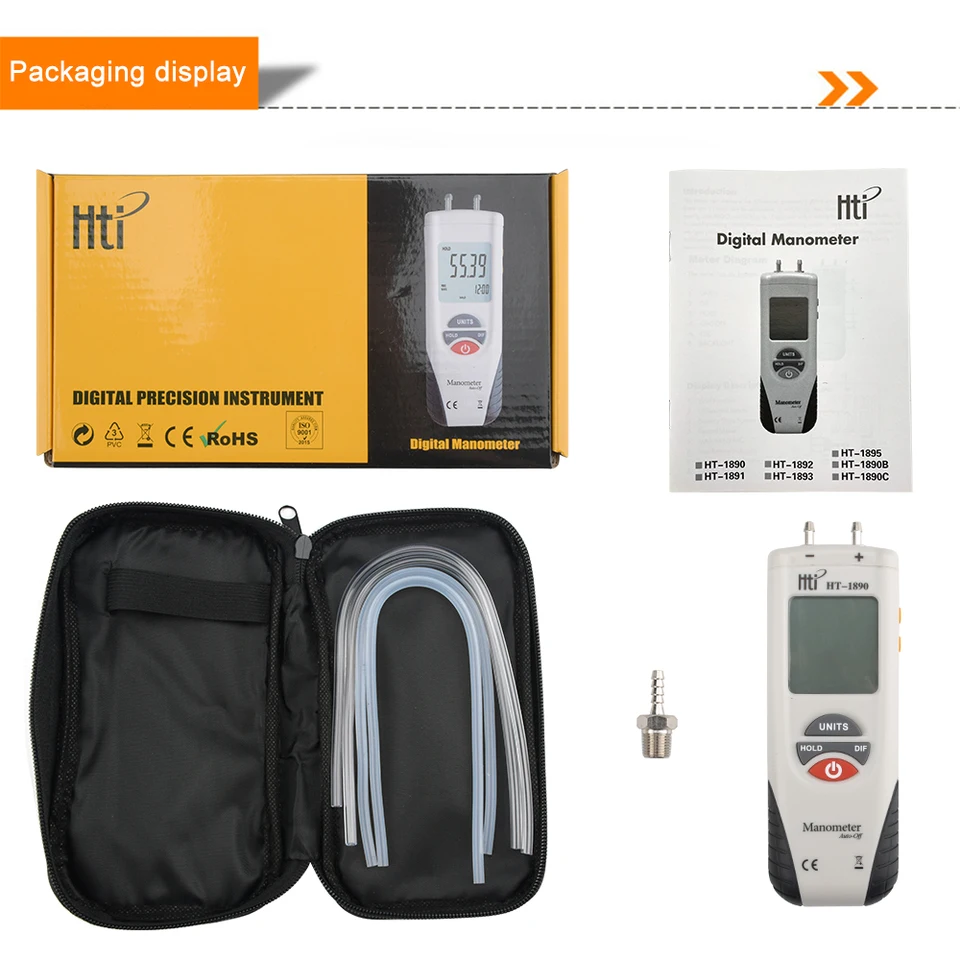 YWBL-WH HT-1890 Digitales Manometer – Präzises Differenzdruck-Messgerät Für HLK & Reinräume
