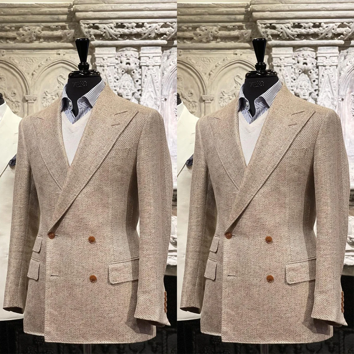 Latest Casual Men Suits Blazer For Wedding Double Breasted Groom Wear Evening Party Prom Tuxedo Jacket Customize Only Coat