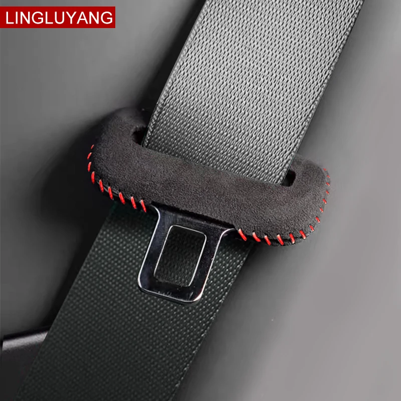 Seat Belt Protection Seat Belt Covers Seat Belt Protector Car Seat Belt Accessory Universal Car Seat Belt Buckle Clip Protector leather Interior Button Case Anti-Scratch Cover Safety Accessories