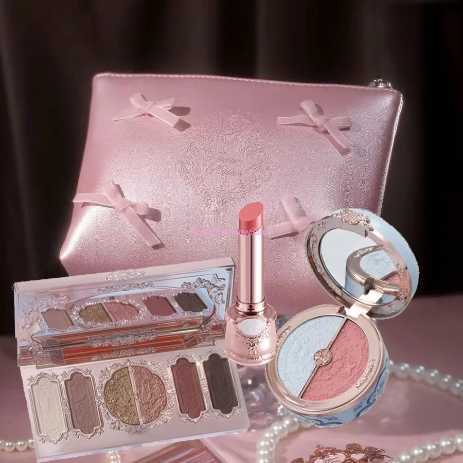 Flower Knows Butterfly Cloud Collar Collection Makeup Gift Set Includes Glitter Eyeshadow Blush Powder Lipstick makeup Bag