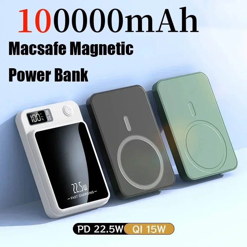 Magnetic Wireless Power Bank 100000mAh Super Fast Charge Portable External Batte