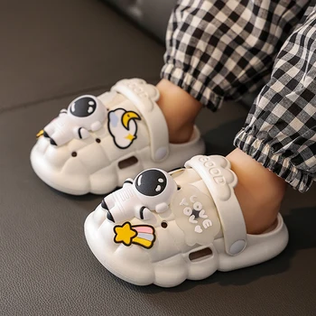 DIY 어린이용 우주인 슬리퍼, 남녀공용 비치 가든 슈즈, 커플 실내 가정 세면실 슬라이드 슬리퍼