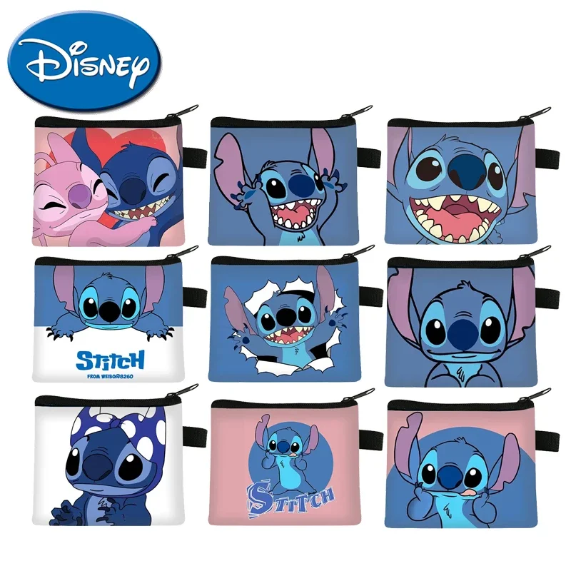 

Кошельки для ключей Disney, мультяшный мини-кошелек для монет Лило и Ститч для детей, портативные держатели для удостоверения личности, милая сумка для хранения ключей из полиэстера
