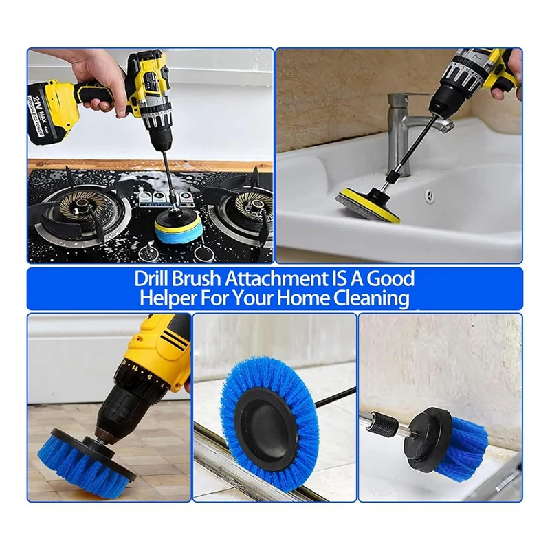 Drill Brush Attachment Set Spare Parts Accessories 27-Piece Electric Scrubber Cleaning Kit For Tub, Extension Attachment 3