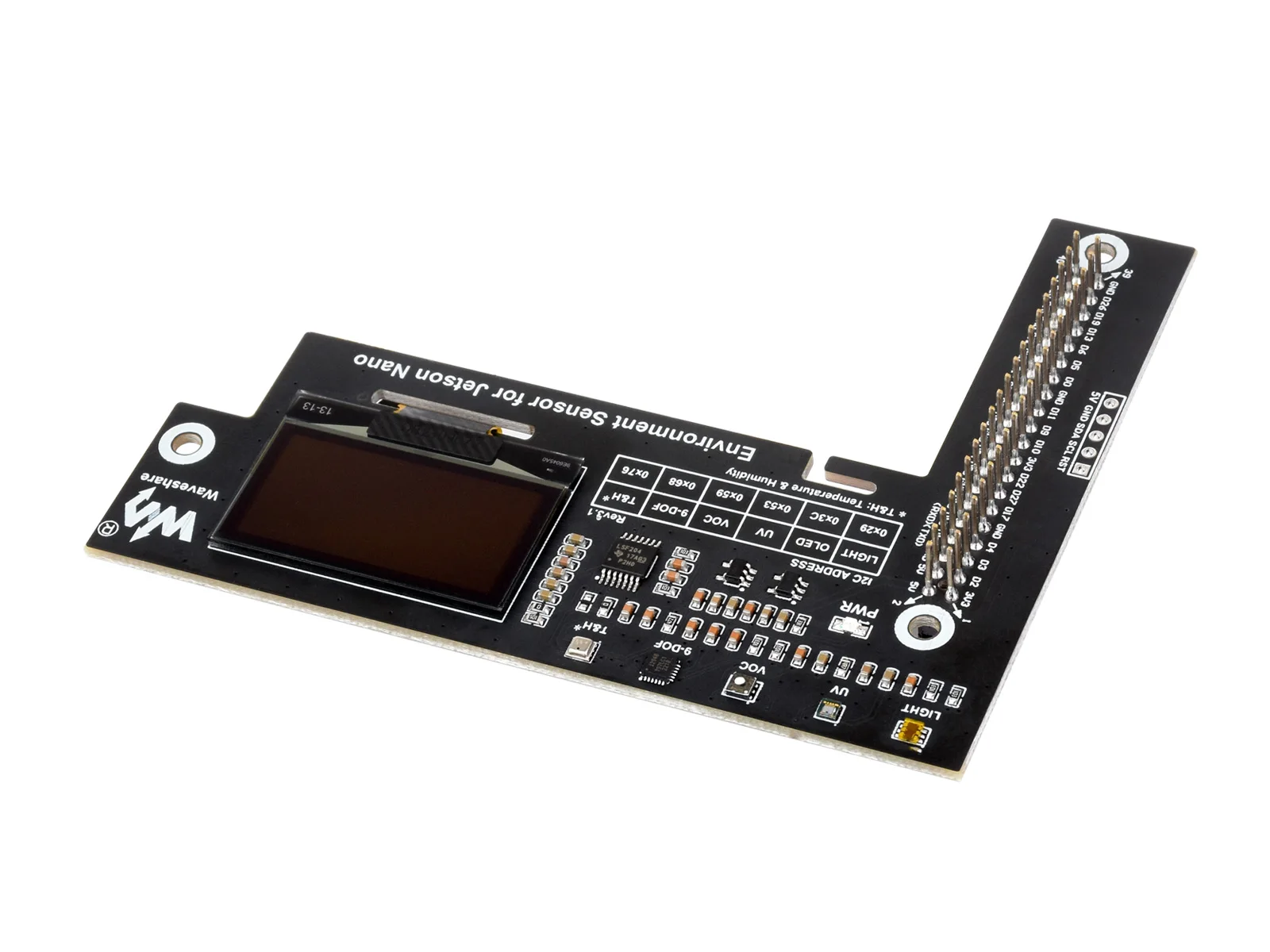 

Модуль датчика окружающей среды Waveshare, разработанный для Jetson Nano, I2C Bus, с OLED-дисплеем 1,3 дюйма