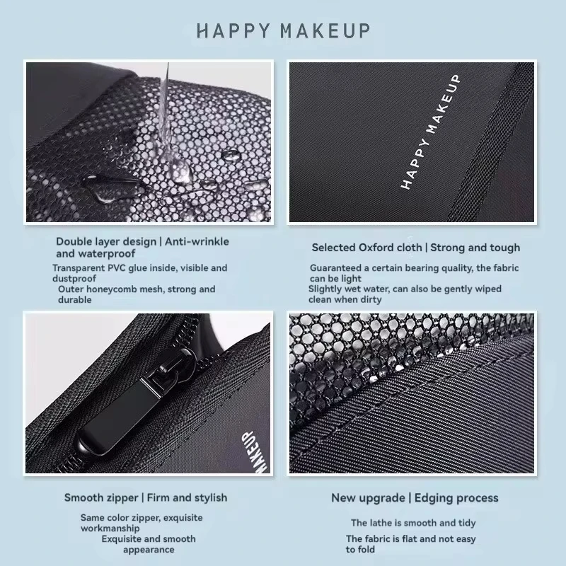 1PCS Women Transparent Zipper Vertical Cosmetic Bag Portable Travel Makeup Brush Storage Rack Women Toiletries Organization Bag