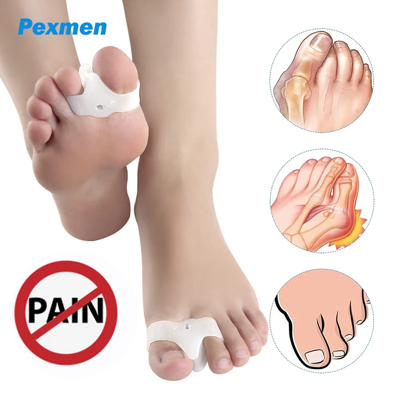 Pexmen 2/4Pcs Gel Bunion Correctors Toe Separators Toe Spacer Protector for Foot Pain Relief and Separating Overlapping Toes