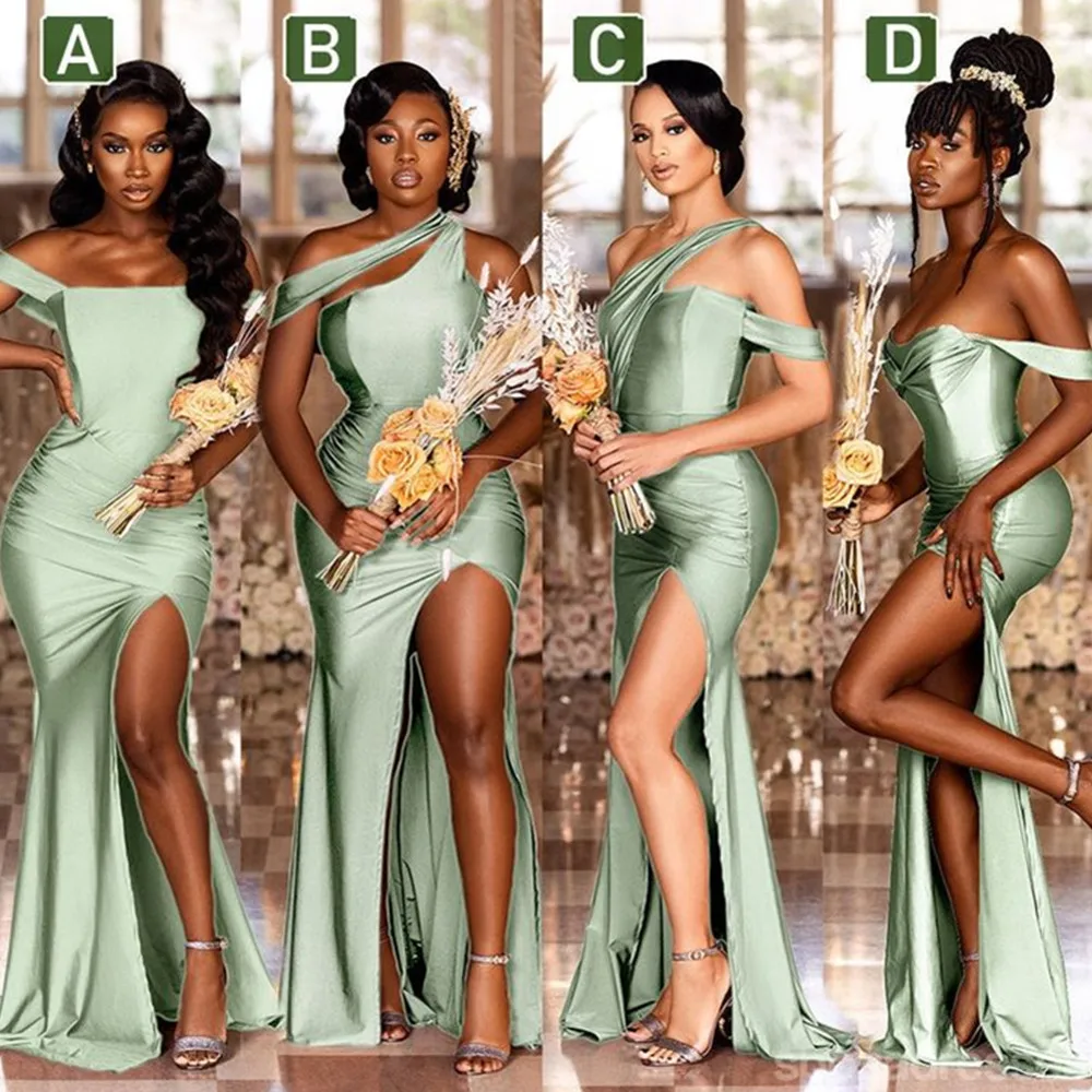 

Modest Mermaid Bridesmaid Dresses Long Wedding Guest Gowns Prom Dress Vestido de Novia Custom Made Women Formal Dress