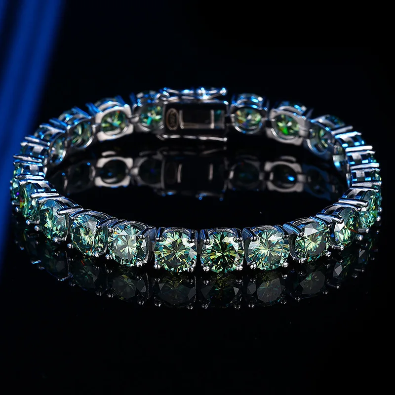 

Green Moissanite Tennis Chain 0.1-1.0 Carat S925 Sterling Silver Charm 14cm-23cm Fine Jewelry Certificate Pass Diamond