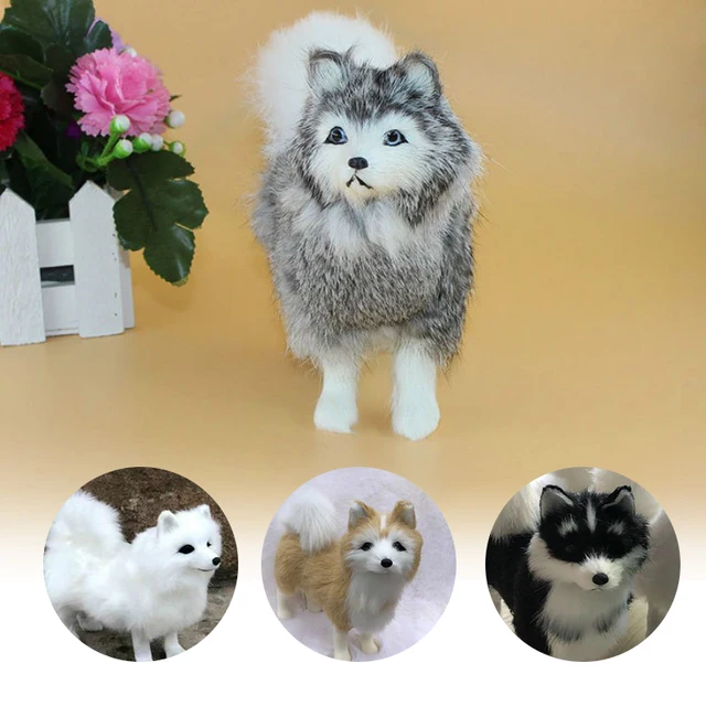 A Samoyed – peluche 3D chien Husky 38x35CM, poupée en peluche