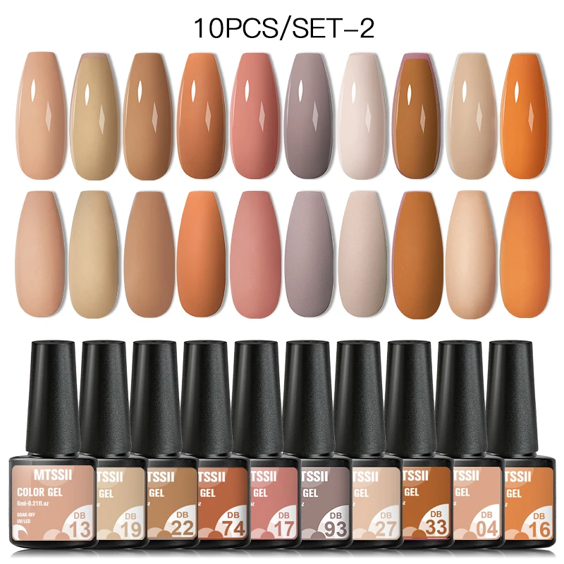 10Pcs/Set Nude Brown Gel Nail Polish Semi Permanent Soak Off UV LED Hybrid Gel Varnishes Autumn Winter Nail Art Gel For Manicure 4