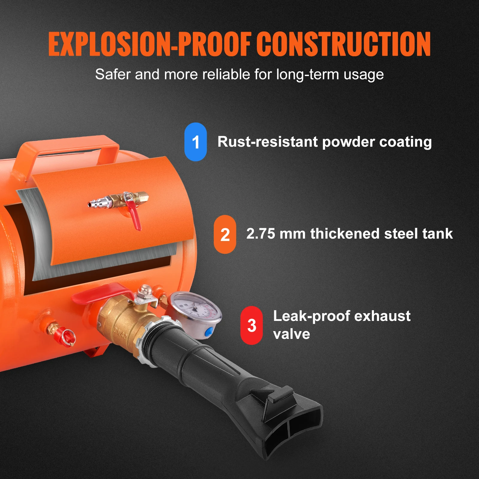 SucceBuy Tire Bead Blaster 5 Gallon/19L Capacity Includes Pressure Gauge & Handle 145 PSI Max Inflation Tank, for Car Truck ATV