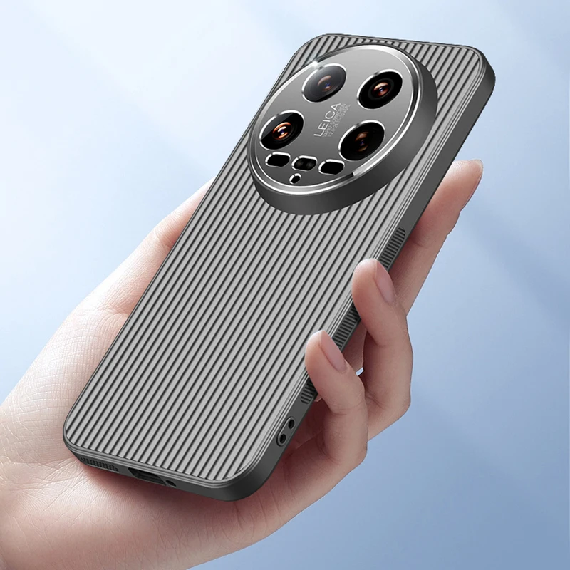 per Xiaomi Mi 14 Redmi K40 Pro Ultra Custodia per telefono 3D Stripe Metal Cover Proteggi fotocamera Opaco Soft Shell Anti-caduta Antiscivolo Fundas_voghion.com