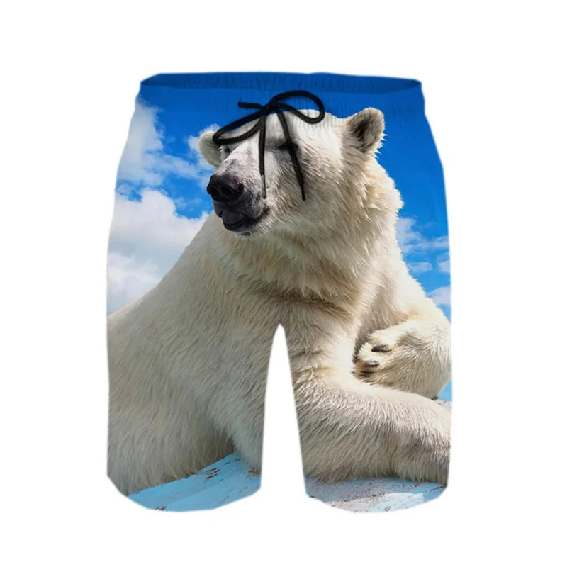 

3D Printing Cute Polar Bear Surf Board Shorts Men Summer Vacation Beach Shorts Outdoor Cool Street Short Pants Kids Clothing