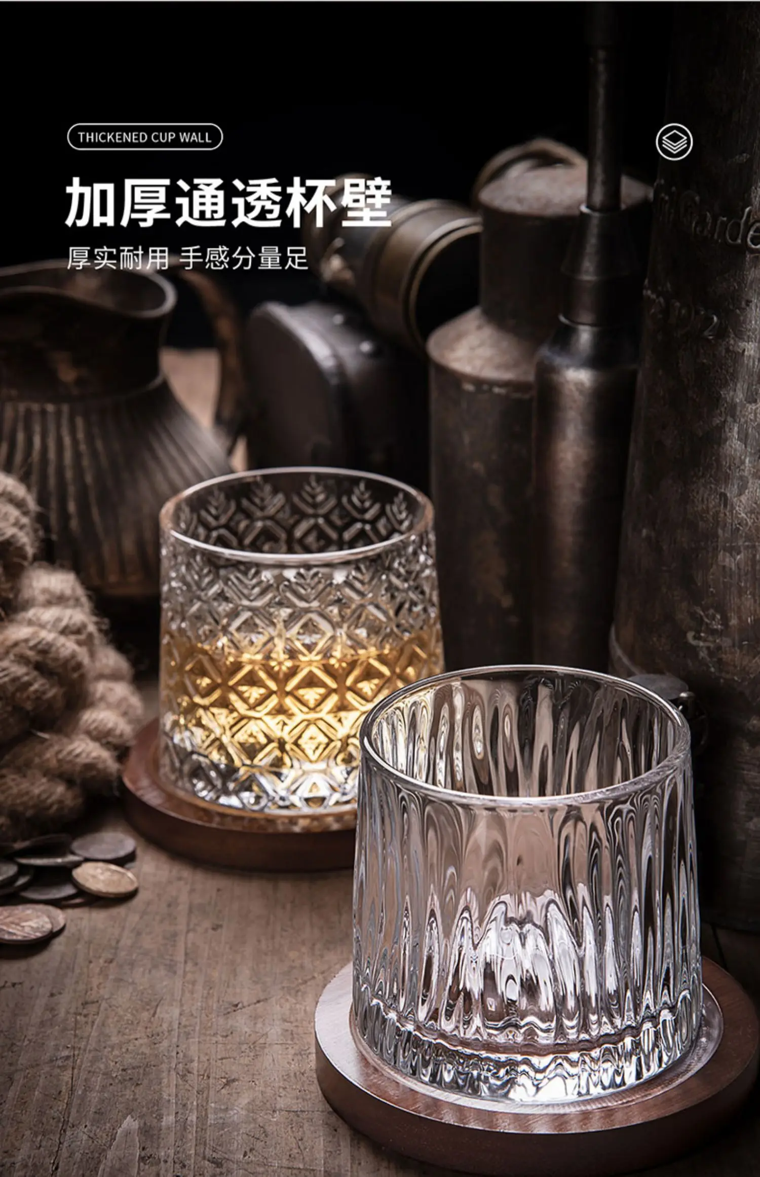 Spinning Crystal Tumbler Glass With Base Rotating Glass Drinkware For Bar And Home 1-Pcs