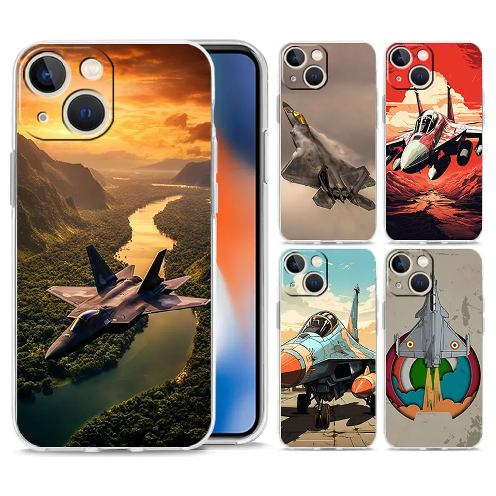 Clear Shockproof Silicone TPU Phone Case with Fighter Plane Design