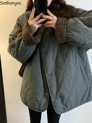 Parkas Women Retro Minimalist Pure All-match Warm Thicken Design Loose Basic Winter Korean Style Stylish Causal Classic Students