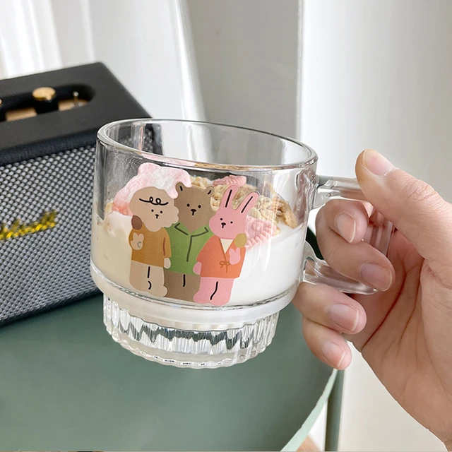 Cute Bunny Glass Cup With Lid Straw Kawaii Coffee Mugs Big Milk Beer Wine  Drinking Glasses Korean Water Juice Cup Drinkware Gift - AliExpress