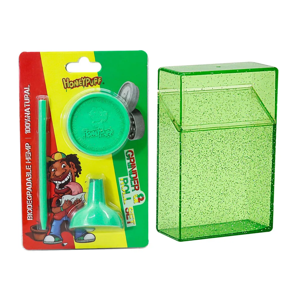HONEYPUFF Smoke Set Eco Biodegradable Hemp Grinder + Rolling Cone Small