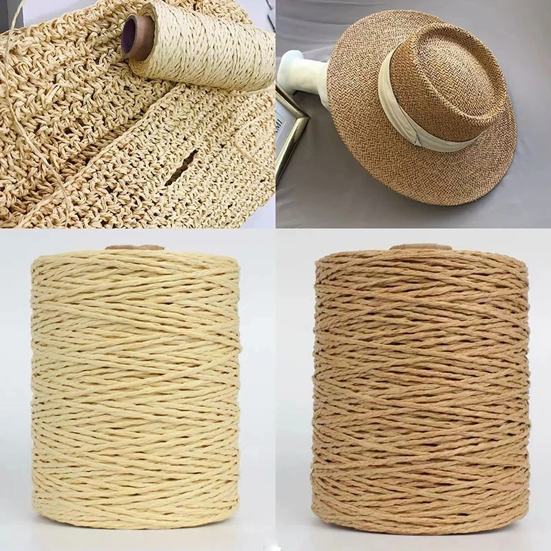 1Roll 280-300M Colorful Threads Natural Raffia Straw Yarn For Hand Knit Crochet Hat Handbag Cushion DIY Basket Knitting Material