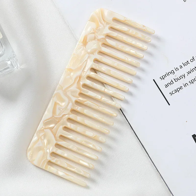 Colorful Korean Fashion Wide-Tooth Acetate Hair Comb - Anti-Static Massage Hairbrush