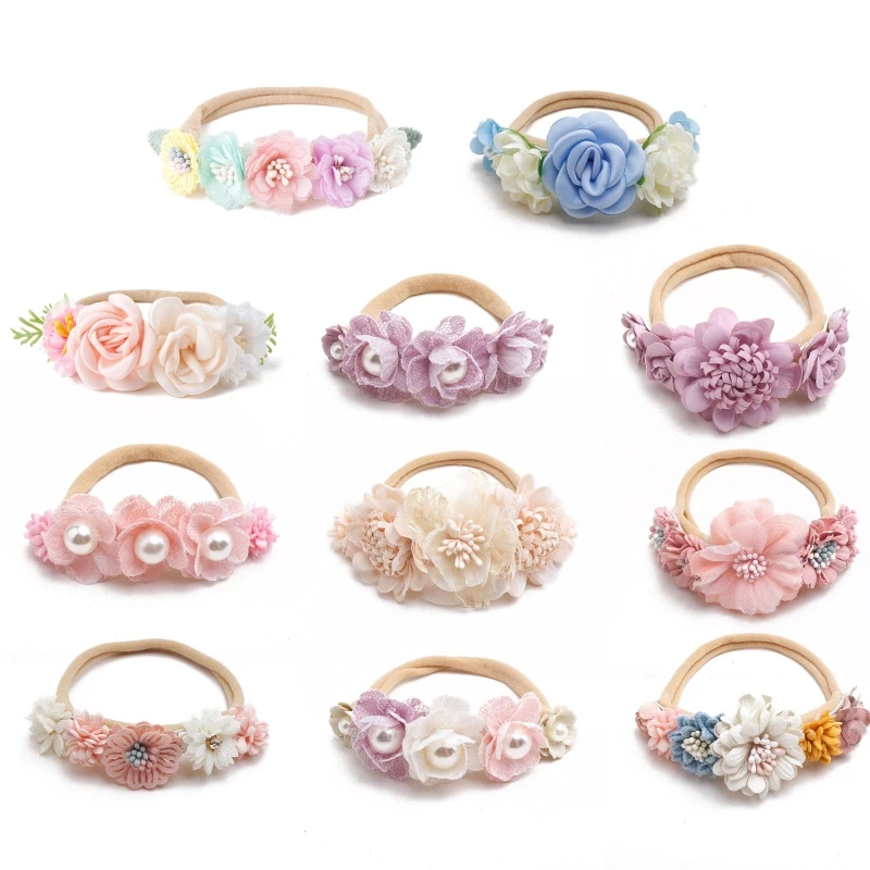

Baby Headband Elastic Flower for Rhinestone Hair Band Newborn Toddler Headb