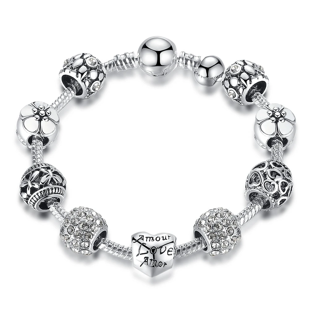 Pandach Charms Coeur Amour Perles Argent 925 - Breloque Compatible Pandora