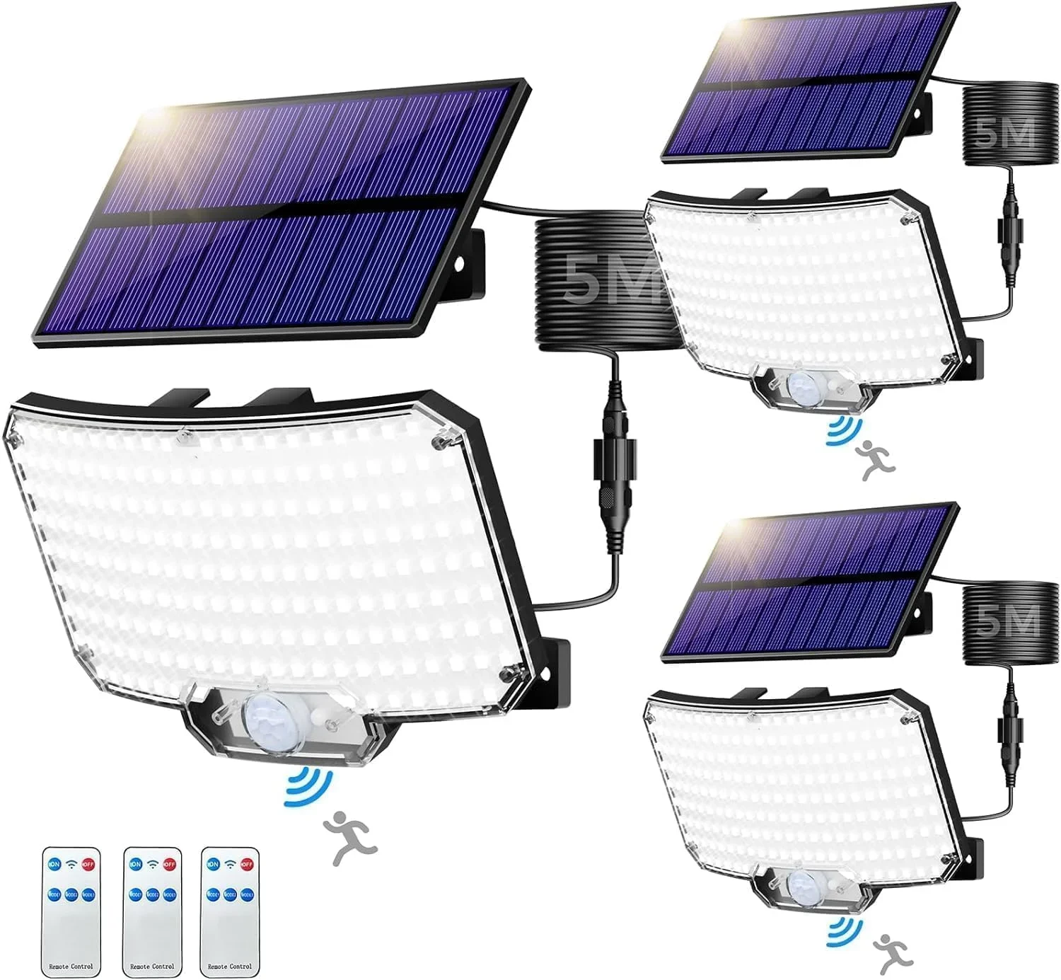 2024 New Outdoor Motion Sensor Floodlight with Remote Control IP65 Waterproof Garage Light Solar Lights Garden Light