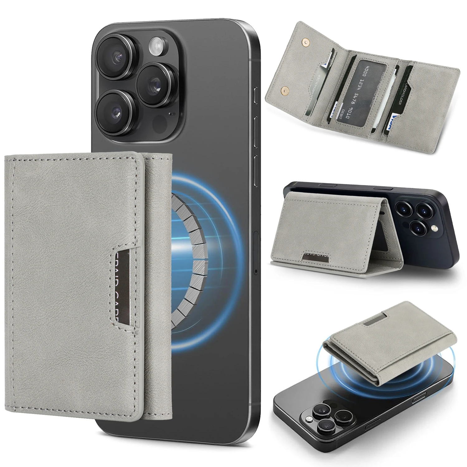Luxury High-End Leather Foldable Mini Wallet with Strong Magnetic Closure