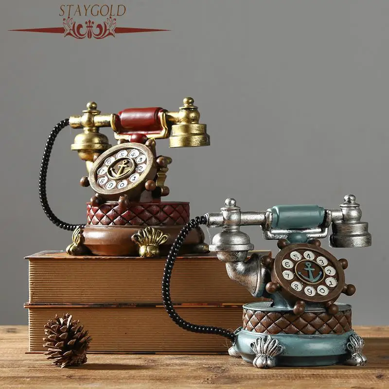 Shabby Chic Vintage Book Phone Piggy Bank Home Decor Ornaments Retro Furniture Figurines Phone Miniatures Home Decoration Crafts artificial telephone ornament