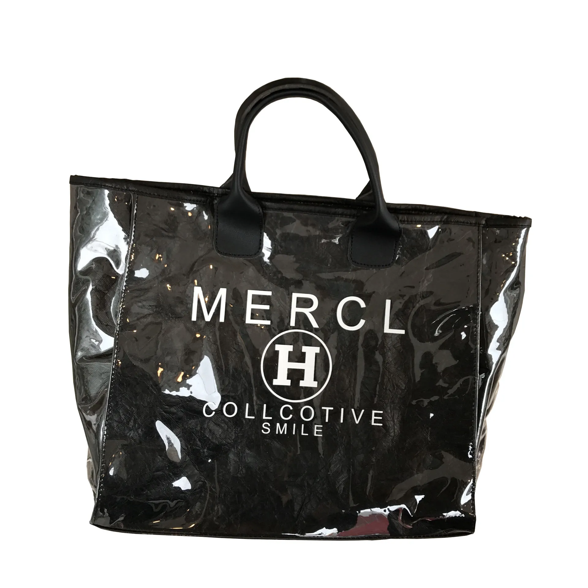 New women's handbags in spring PVC tote bags street fashion letters large-capacity sandwich handbags bag for women