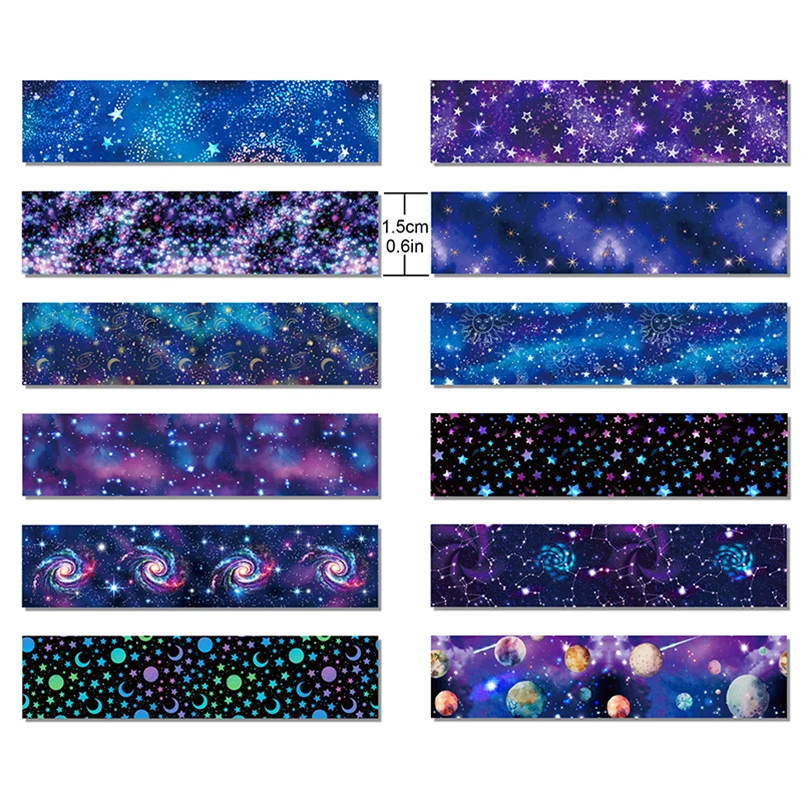 12Pcs Universe Washi Tape Scrapbooking Supplies Washitape Diary Decoration Decorative Adhesive Tape School Supplies Masking Tape 3