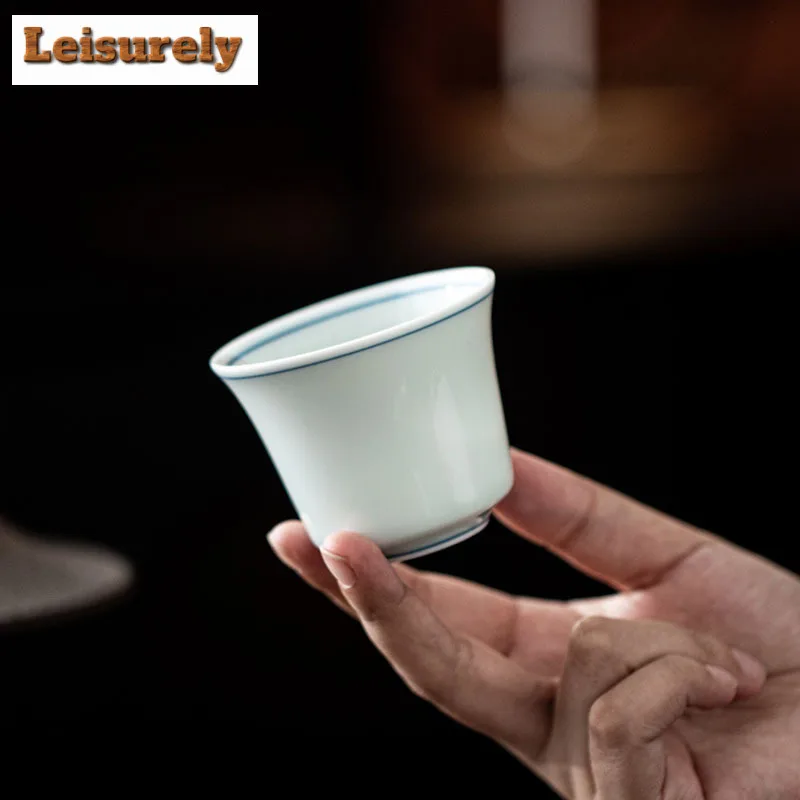 90ml Hand-painted Double Line Horse Hoof Teacup Boutique Tea Bowl Cup for Tea Tea-tasting Personal Cup Chazhan Master Cups Cha