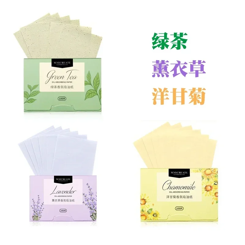 300pcs/box Portable Facial Oil-Absorbing Papers Oil Blotting Sheets Oil Control Face Skin Care Tools for Men and Women Green Tea