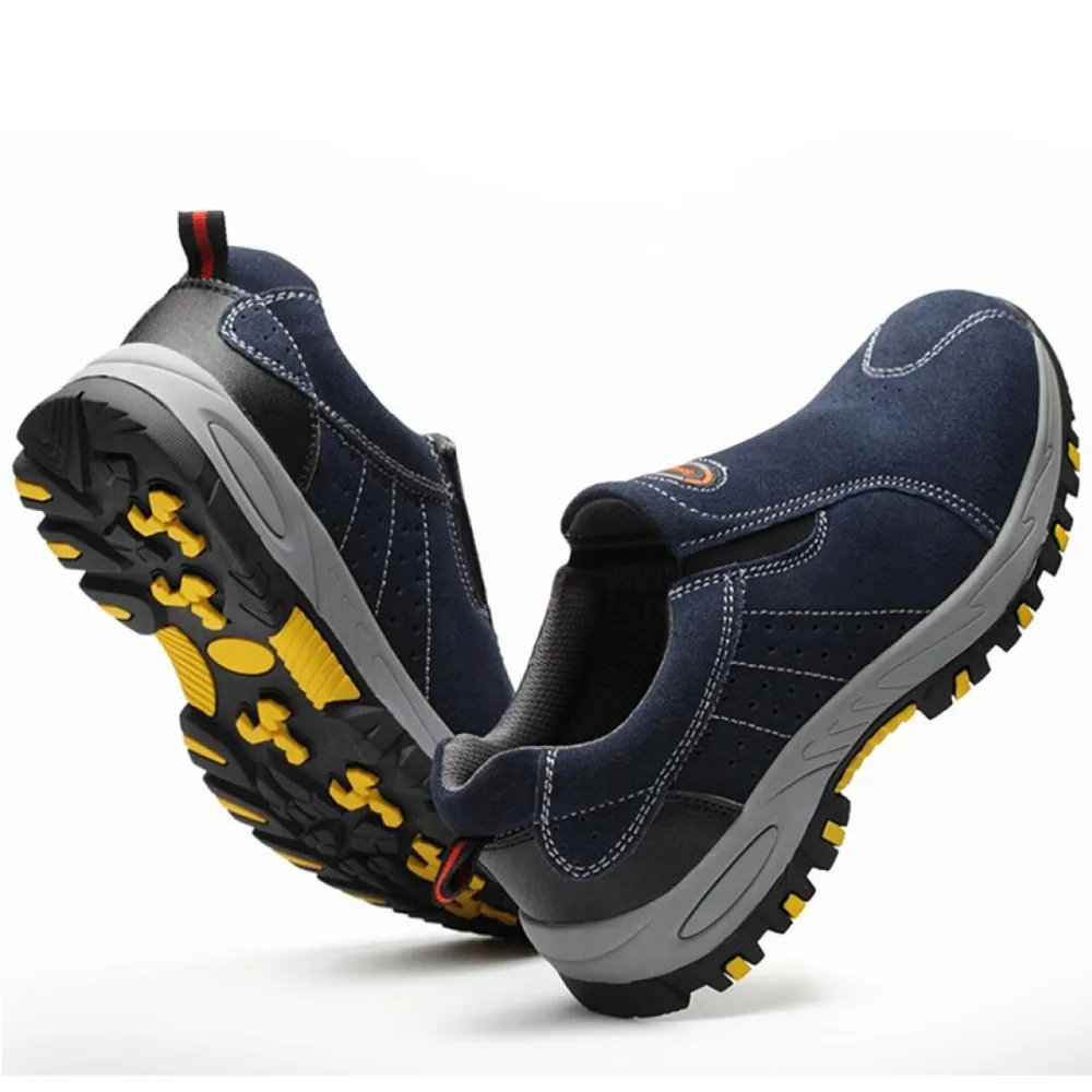 Safety Shoes Men Fashion Breathable Steel Toe Slip On Casual Labor Insurance Puncture Proof Boots