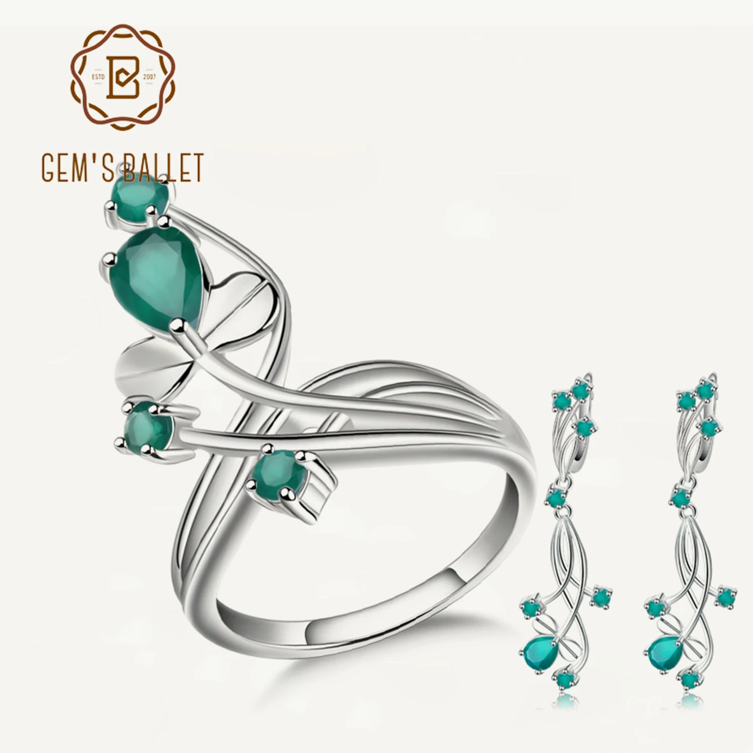 gem's-ballet-new-925-sterling-silver-earrings-ring-sets-for-women-party-jewelry-natural-green-agate-gemstone-vintage-jewelry-set