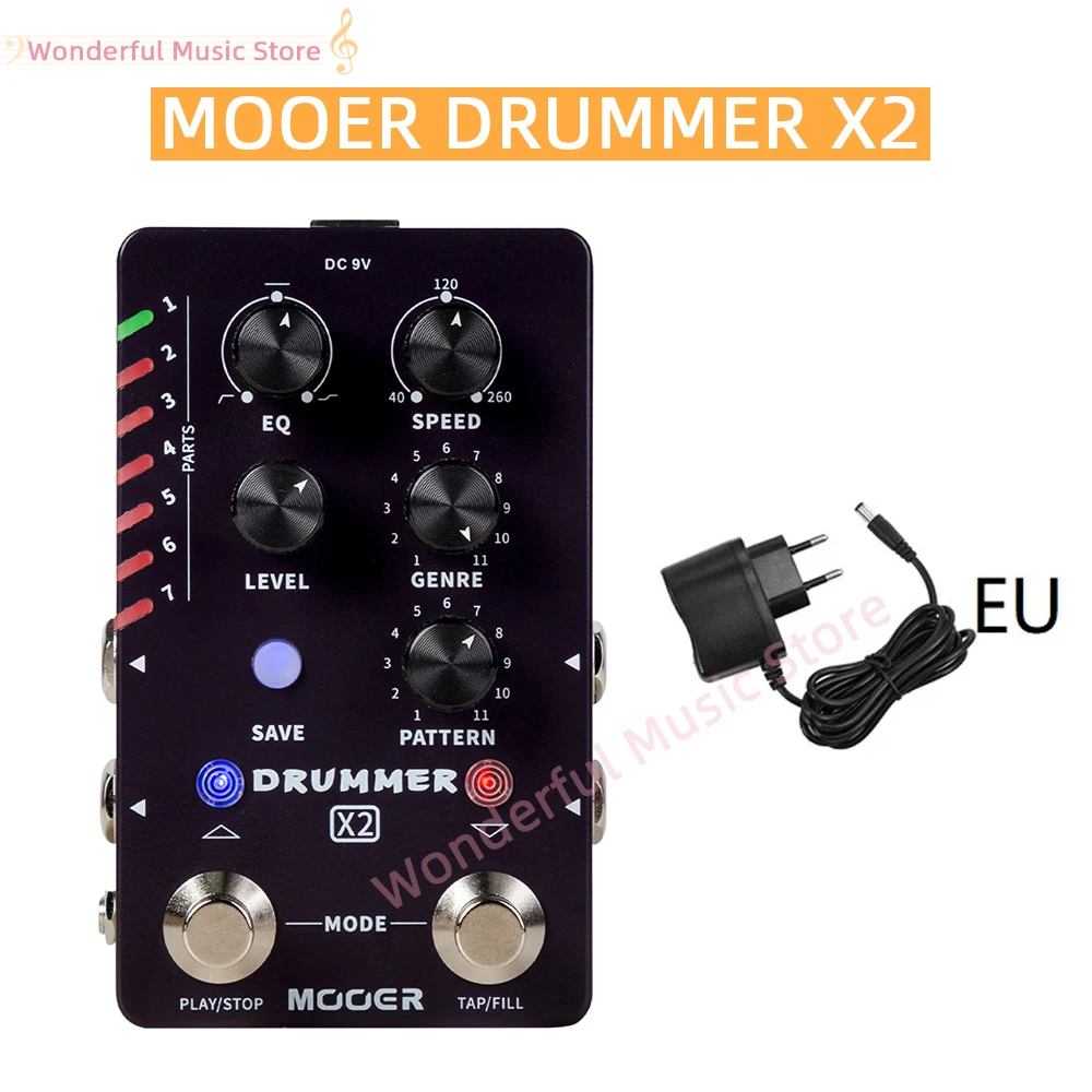 

Mooer барабанная X2 электрическая гитара стерео барабанная машина эффект поддерживает заполнение сегмента плюс цветок EQ компенсация тона регулировка