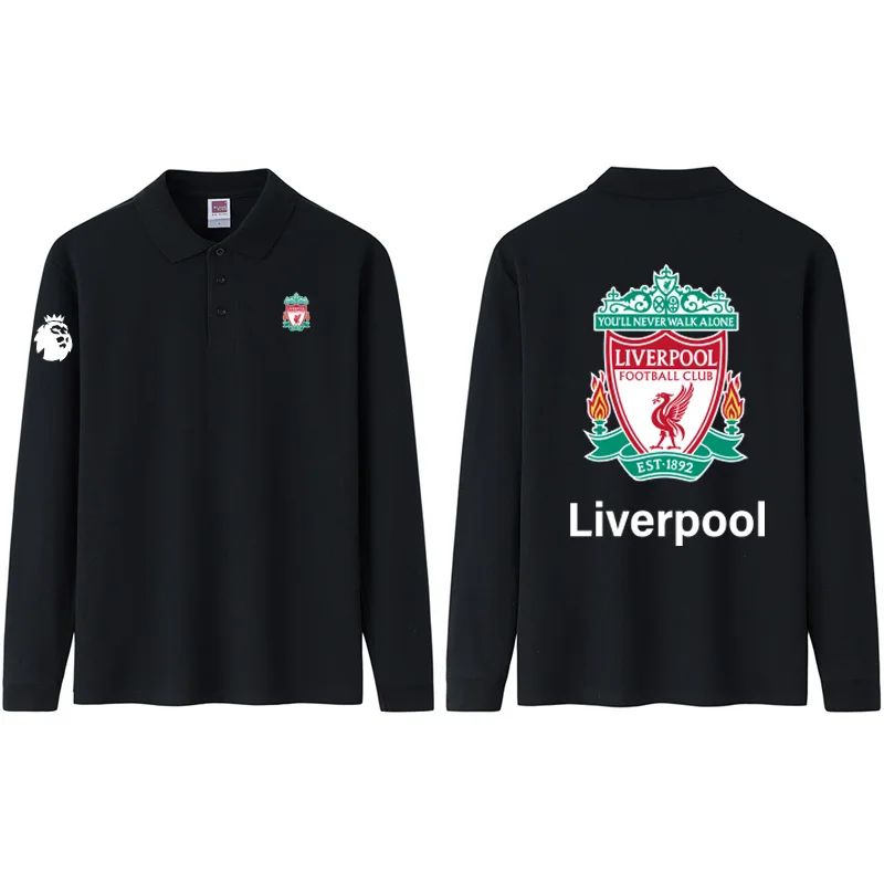 Red  Liverpool Club  Premier League Fooall Sports Training  irt Collared Long Sve Personali ...