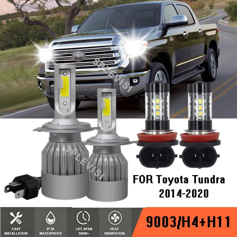 

4x H4 H11 Car Auto LED Headlight Bulb Kit High Low Beam 6000K White For Toyota Tundra 2014-2020 2015 2016 2017 2018 2019