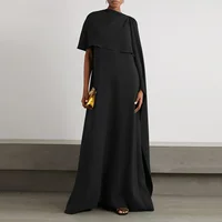 Yeezzi Women's Elegant Solid Color Church Dress 2025 New Spring Summer Cape Sleeves Asymmetric Party Evening Maxi Dresses - Image 2