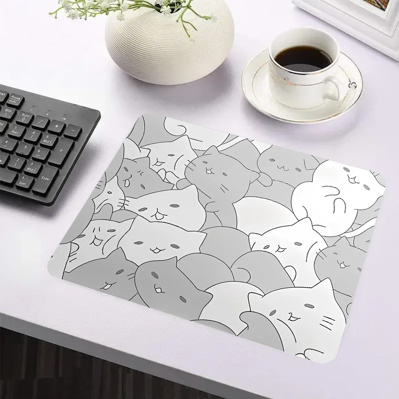 Cute grey cat table mat Portable non-slip mouse mat Animal abstract accessories board game office accessories Mouse mat suitable 2
