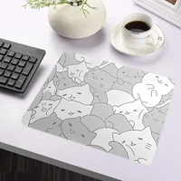 Cute grey cat table mat Portable non-slip mouse mat Animal abstract accessories board game office accessories Mouse mat suitable 2