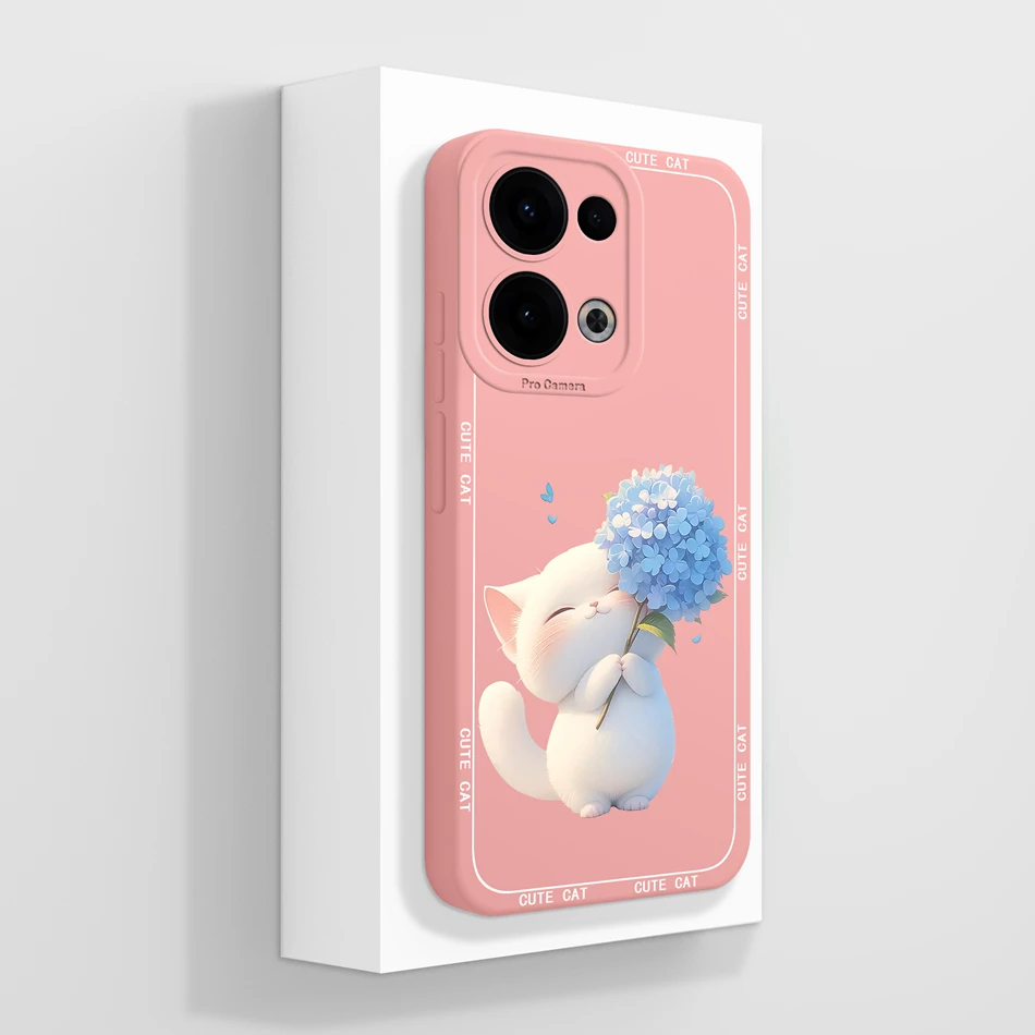 Cute Cat Panda Soft Liquid Silicone Phone Case - Full Coverage Anti-Drop Back Cover