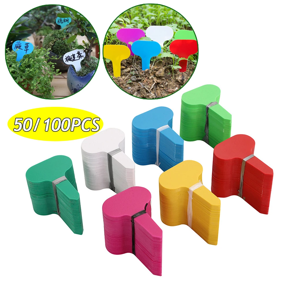 Plant Labels 50/100Pcs Reusable Plastic Plant Markers T-type Tags Nursery Garden Decor Tags for Plants Flower Pot Garden Supplies plant labels