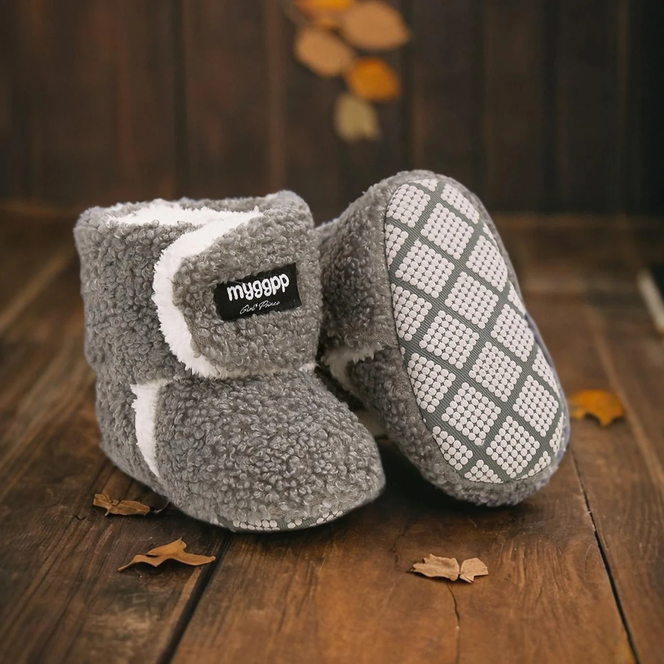 Newborn Baby Boy Girl Soft Fleece Booties Stay On Infant Slippers Socks Shoe Non Skid Gripper Toddler First Walkers Winter Ankle