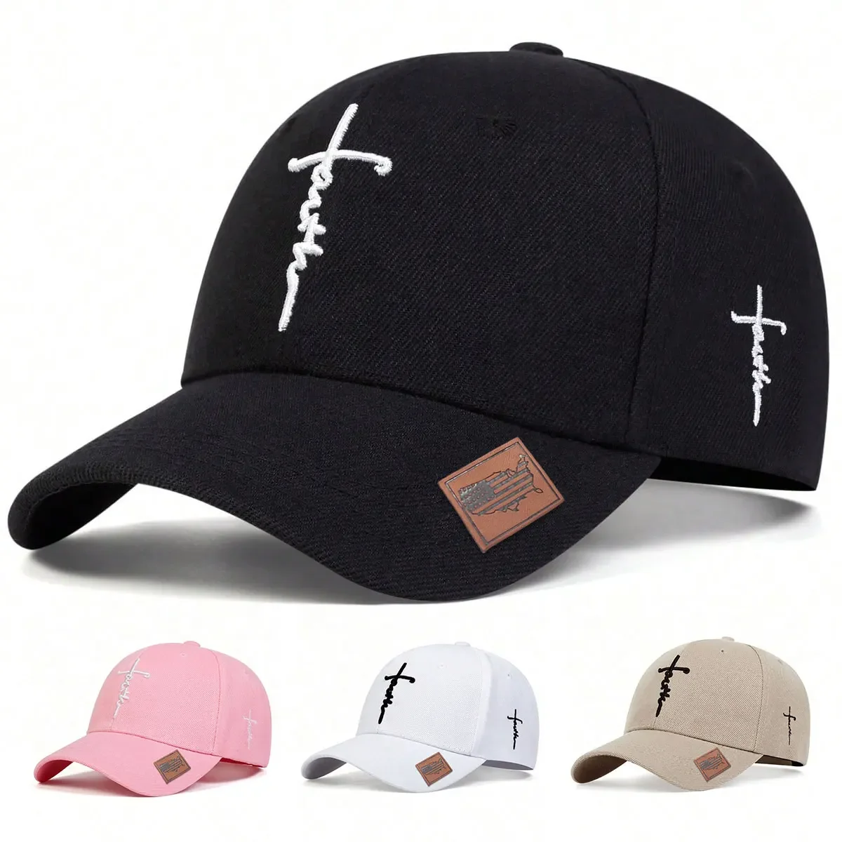 Unisex Baseballkappen mit Buchstaben-Kreuz-Stickerei, verstellbar, für Frühling und Herbst, lässiger Sonnenschutzhut